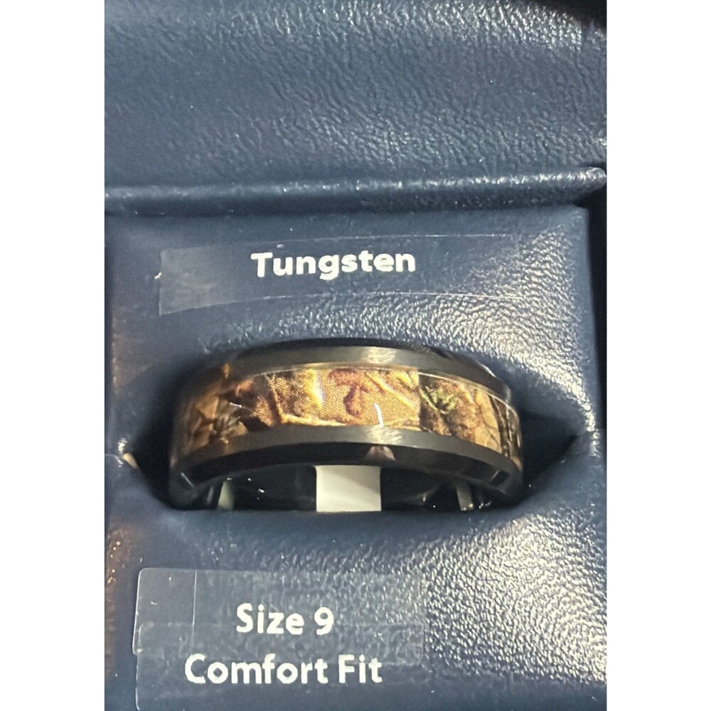 Brilliance Fine Jewelry Tungsten Brown Camo Center 8MM Wedding Band Size 9 NEW